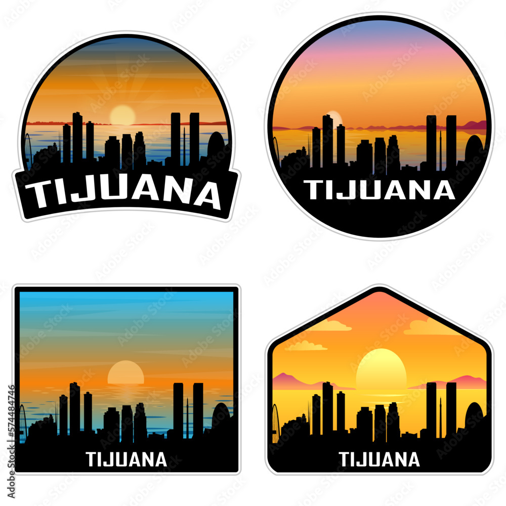 Tijuana Mexico Skyline Silhouette Retro Vintage Sunset Tijuana Lover