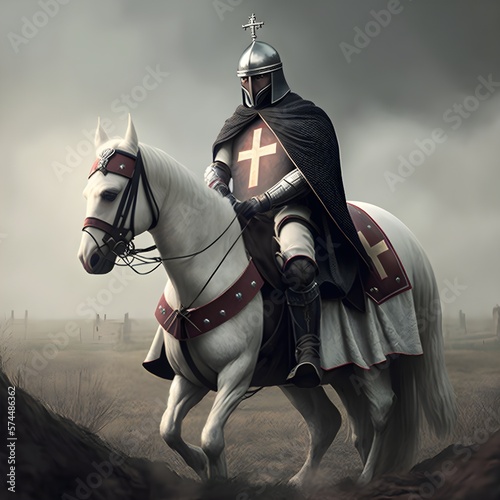Knight on horseback Illustration. Generative AI 
