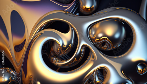 Abstract Metallic 3D Reflective Wallpaper Generative AI