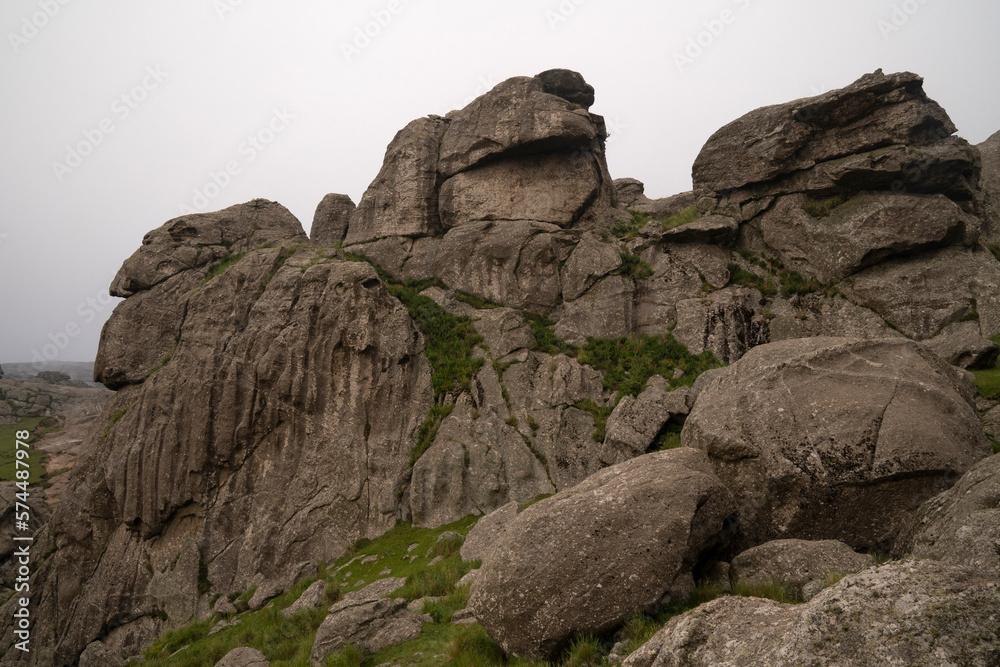 View of The Giants rock massif in Cordoba, Argentina, in a foggy morning.