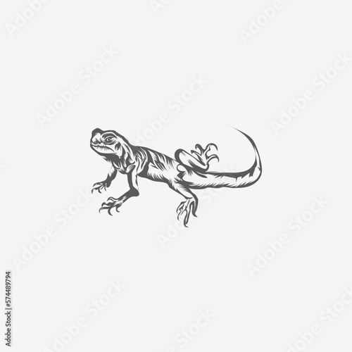 black and white lizard vector art