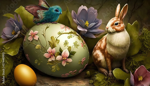 Beautiful Easter decorations in a colorful and festive background - perfect for a stunning wallpaper