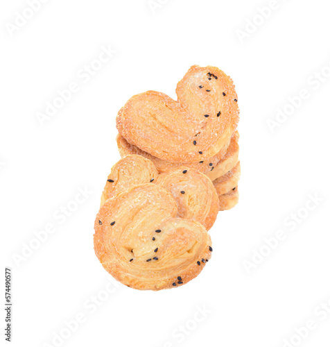Black heart sesame biscuit isolated on transparent png
