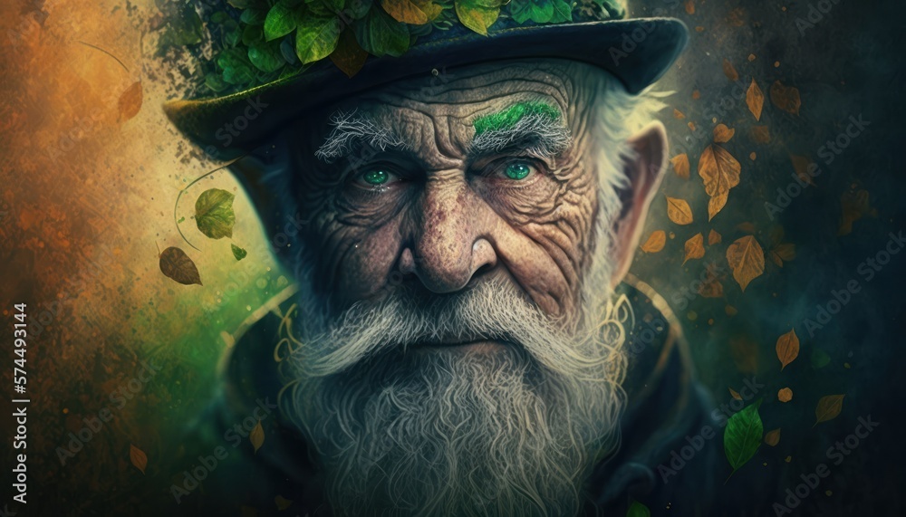 Beautiful Unique and Artistic Designer Wallpaper Featuring Multiracial Elderly Man as Leprechaun: Saint Patrick's Day Background Design Celebrating Diversity Equity Inclusion DEI (generative AI Beautiful Unique and Artistic Designer Wallpaper Featuring Multiracial Elderly Man as Leprechaun: Saint Patrick's Day Background Design Celebrating Diversity Equity Inclusion DEI (generative AI