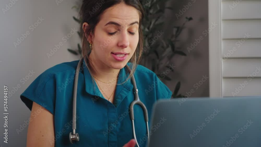 Medical professional communicating with Patient over video call from home.