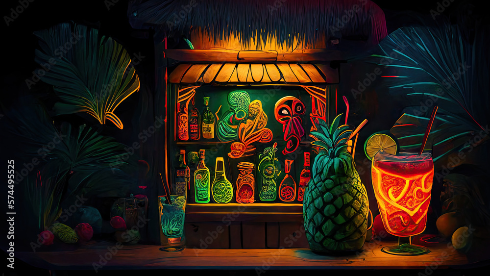 Fototapeta premium Tiki Bar Paradise - AI Generated