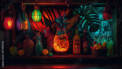 Tiki Bar Paradise - AI Generated photo