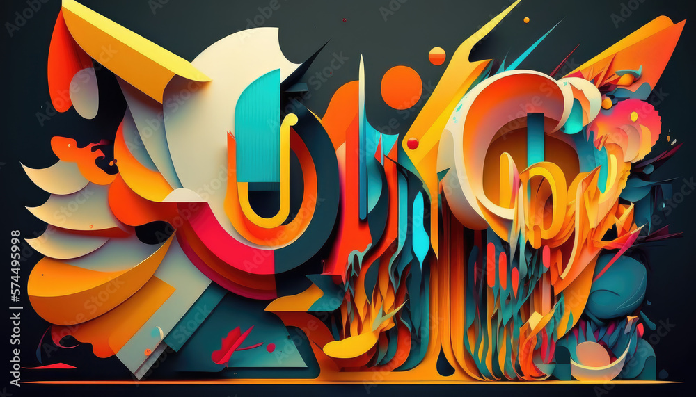 A striking and modern pop art-style wallpaper with amazing, colorful and abstract shapes in 2D