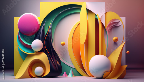 Abstract and Colorful Surreal 3D Wallpaper made by Generative AI