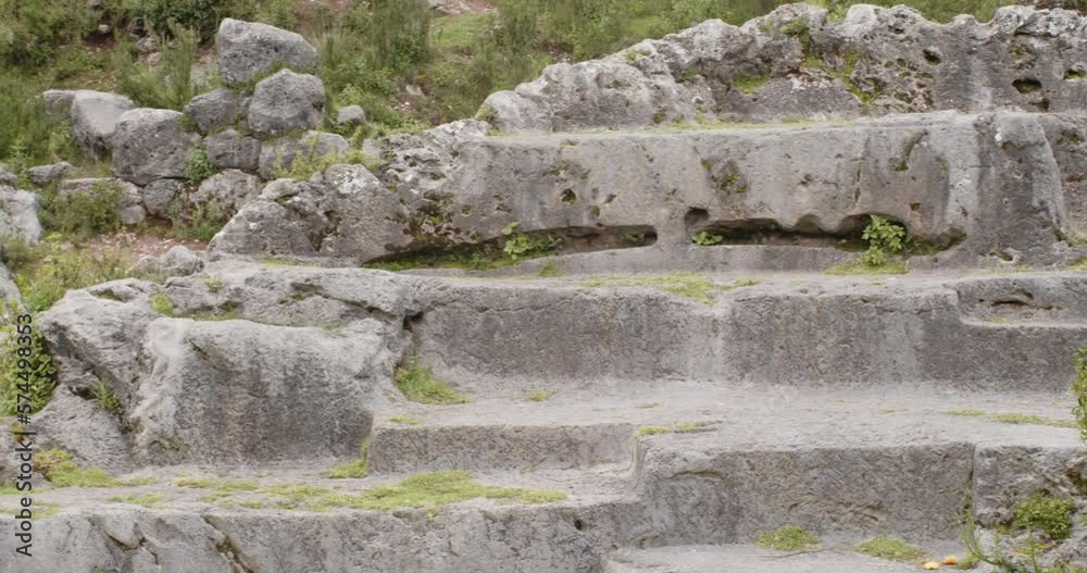 Cusco Inca Carving on rock pan right - 4k 50fps Cusco Inca Carving on rock pan right - 4k 50fps