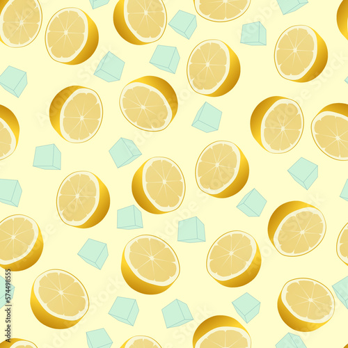 Lemonade and ice seamless illustrated pattern