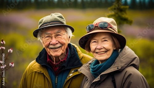 A Happy and Joyful Alaska Native Couple in Bird Watching Areas in Beautiful, Romantic and Cheerful Spring: A Celebration of Happiness, Nature's Beauty, and Love (generative AI