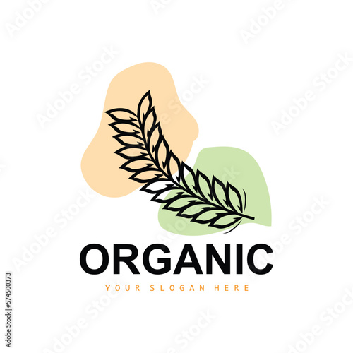 Wheat Rice Logo, Agricultural Organic Plants Vector, Luxury Design Golden Bakery Ingredients