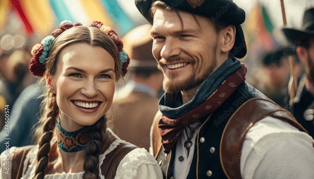 A Happy and Joyful Caucasian Couple in Festivals and Fairs in Beautiful, Romantic and Cheerful Spring: A Celebration of Happiness, Nature's Beauty, and Love (generative AI A Happy and Joyful Caucasian Couple in Festivals and Fairs in Beautiful, Romantic and Cheerful Spring: A Celebration of Happiness, Nature's Beauty, and Love (generative AI