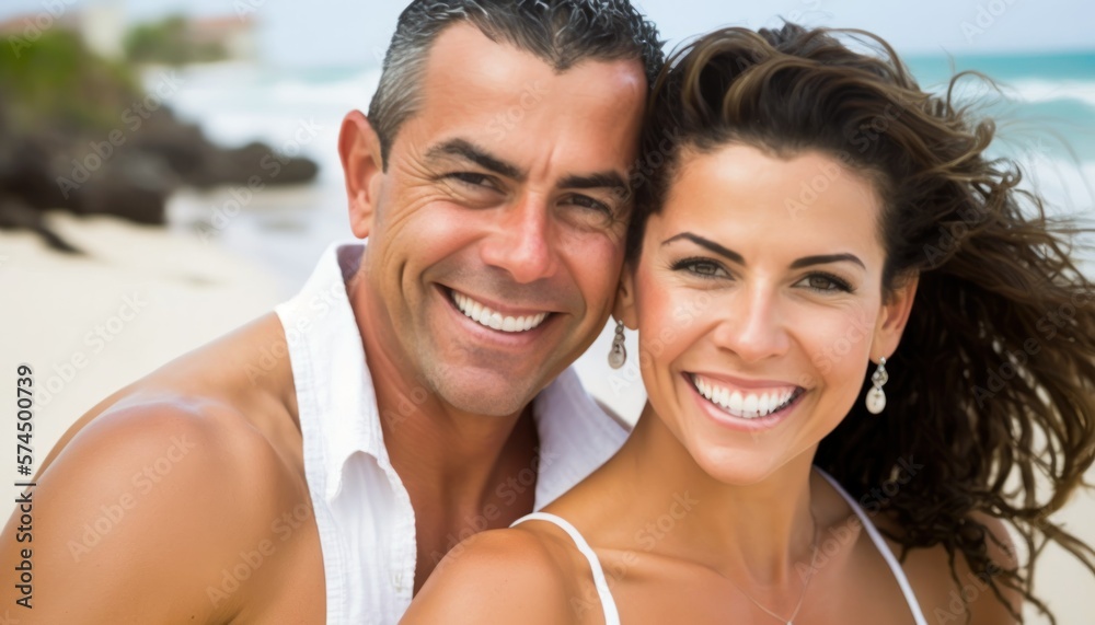 A Happy and Joyful Hispanic Couple in Beach in Beautiful, Romantic and Cheerful Spring: A Celebration of Happiness, Nature's Beauty, and Love (generative AI A Happy and Joyful Hispanic Couple in Beach in Beautiful, Romantic and Cheerful Spring: A Celebration of Happiness, Nature's Beauty, and Love (generative AI