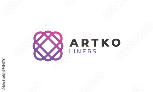 Logo vector link square love minimalist concept community connection symbol
