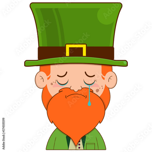 elf leprechaun crying and scared face cartoon cute for saint patrick's day