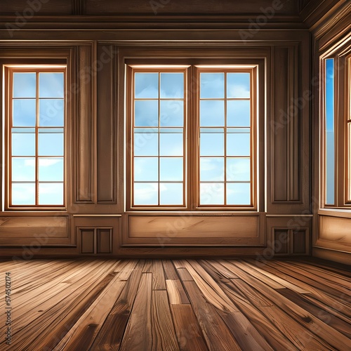 a empty room with hardwood floors  walls  and a window2  Generative AI