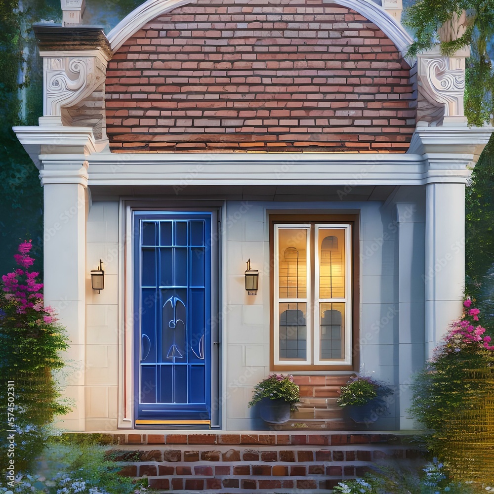 a home with a front door, windows, and a chimney2, Generative AI a home with a front door, windows, and a chimney2, Generative AI