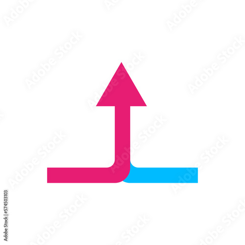 Flat illustration with red blue arrows one. Business cooperation agreement. Finance chart. Vector illustration.