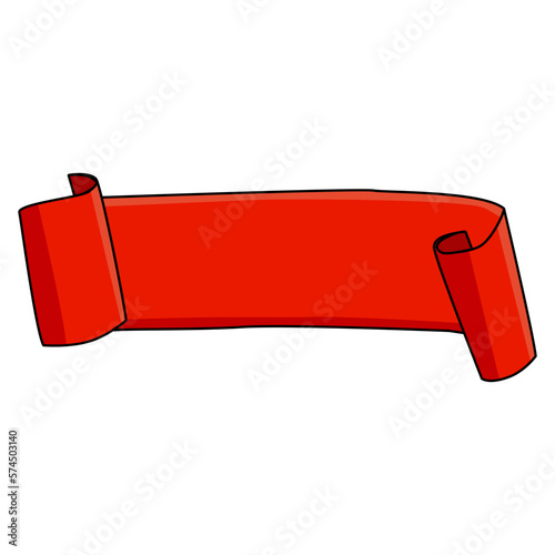 Red ribbon Text banner flat tape icon.Vector illustration. 