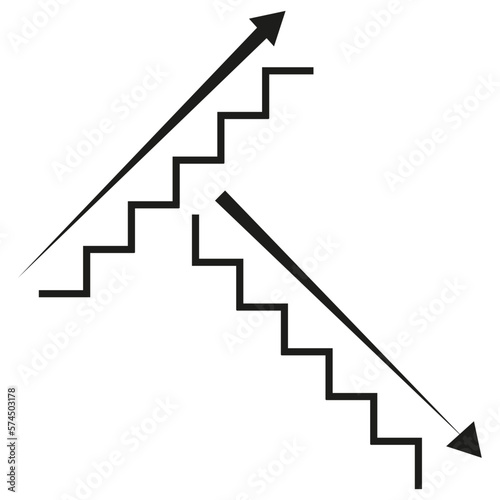 Black stairs up down arrow. Emergency symbol. Vector illustration.