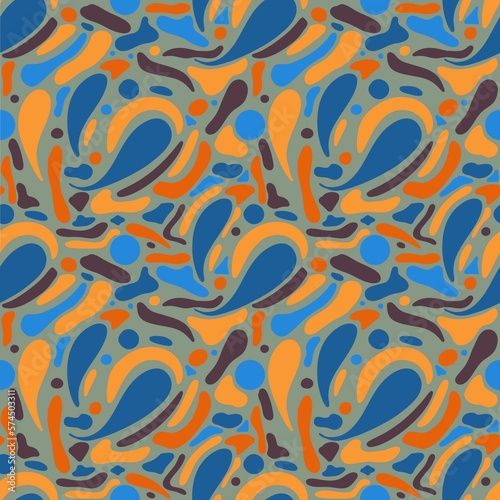 Blue and yellow abstract seamless pattern