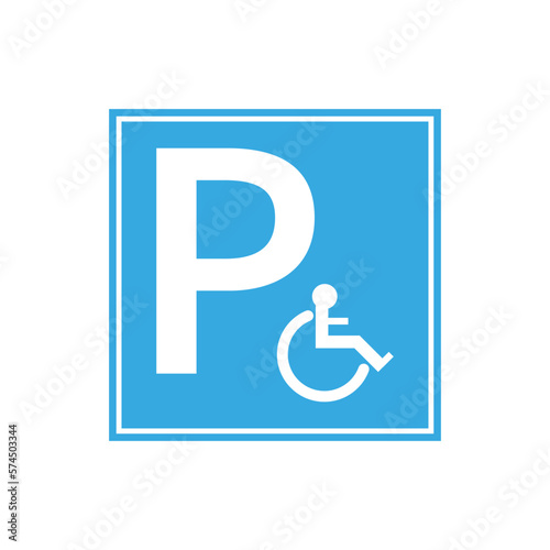 blue sign parking disabled. Vector illustration.