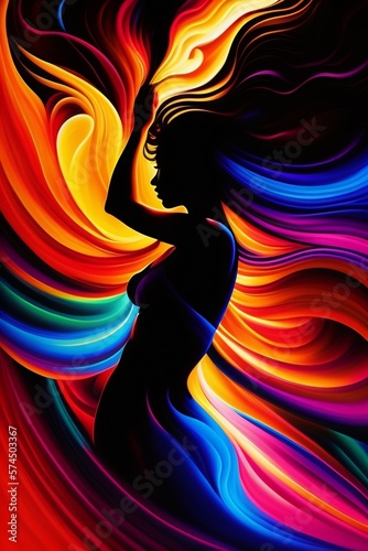woman into the abstract background