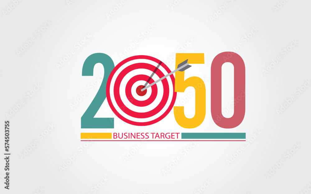 2050 New Year numbers with business target colorful banner. 