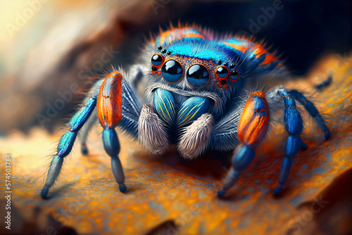 Cute Colorful Spider, abstract spider art, created with generative ai technology. 