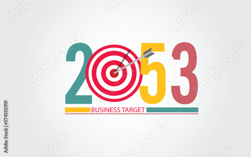2053 New Year numbers with business target colorful banner. 