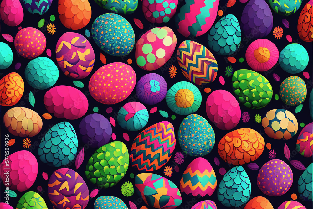 Egg shape patter with multi-color Easter eggs Egg shape patter with multi-color Easter eggs