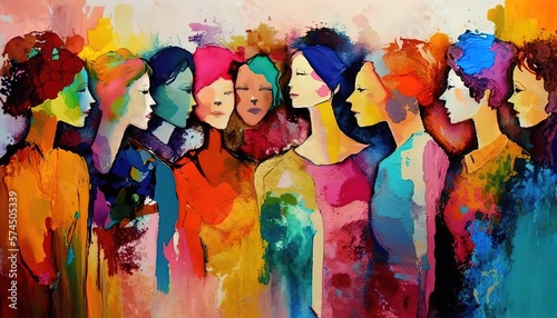 Fototapeta Naklejka Na Ścianę i Meble -  paint like illustration of a woman rights and diversity  theme concept, Generative Ai