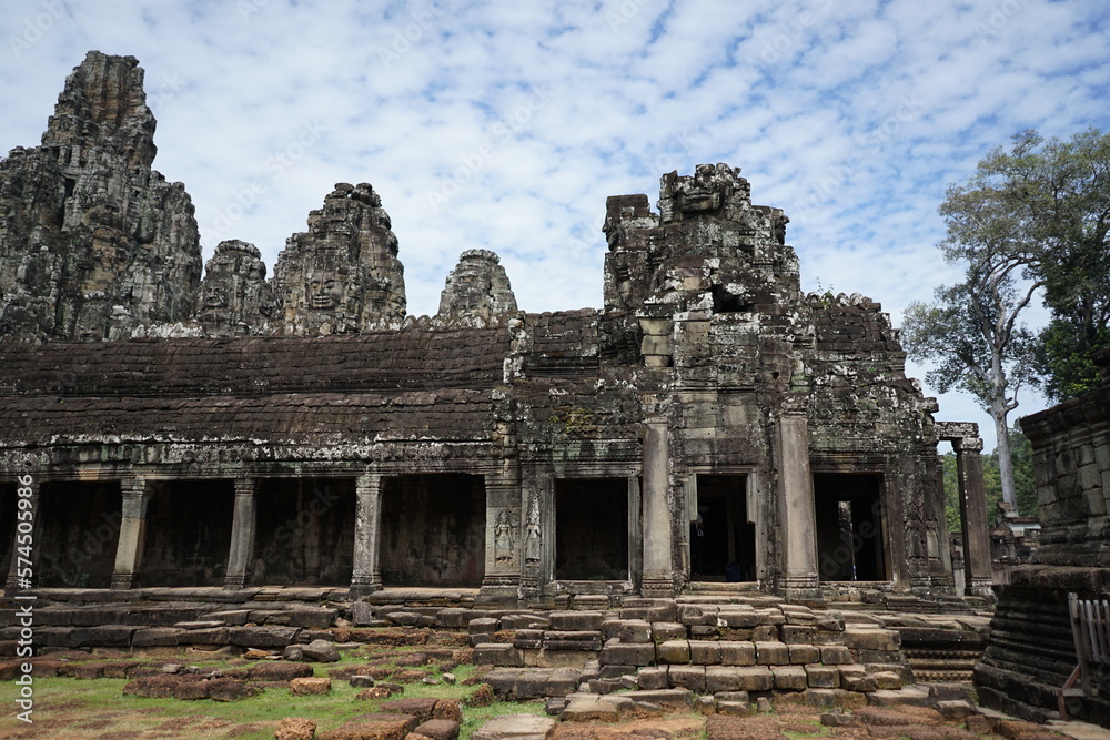 Bayon Temple interior in the morning