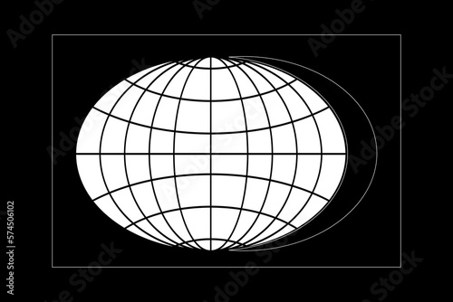 Globe symbol in retro futuristic elements
