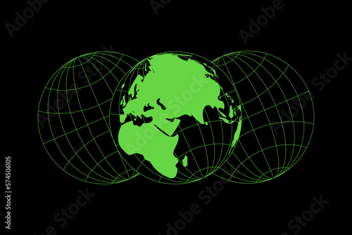 green earth globe in retro futuristic style