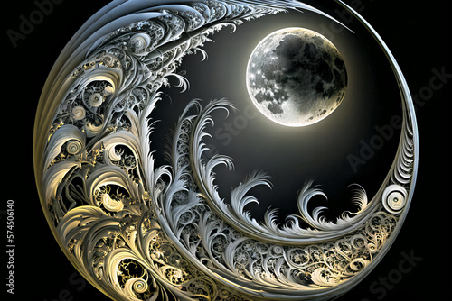 mesmerizing moon, abstract moon art, spiritual, created with generative ai technology. 