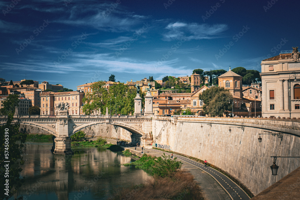view of tiber river in rome, italy, from vatican city