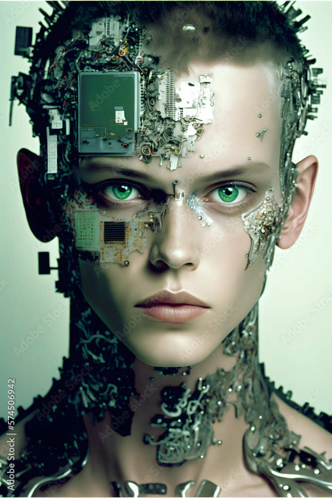 cyberpunk models, man and machine fusion concept cyberpunk models, man and machine fusion concept