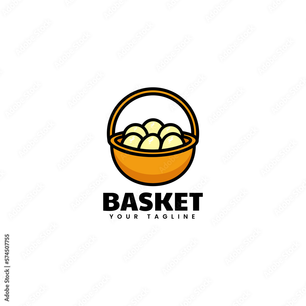 Vector Logo Illustration Basket Simple Mascot Style.