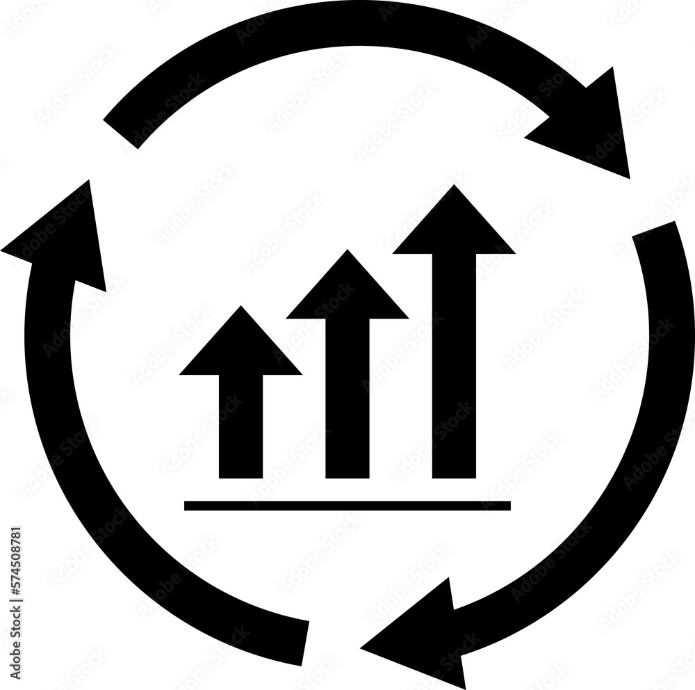 growth chart with circular arrows icon continuous improvement concept for graphic design, logo, website, social media, mobile app, UI illustration growth chart with circular arrows icon continuous improvement concept for graphic design, logo, website, social media, mobile app, UI illustration