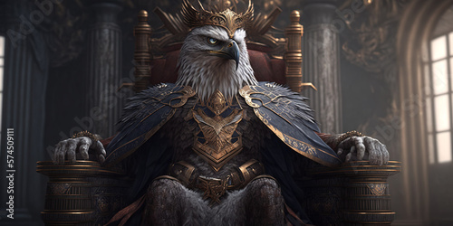 Majestic Eagle King Perched on His Throne. Ai generative photo