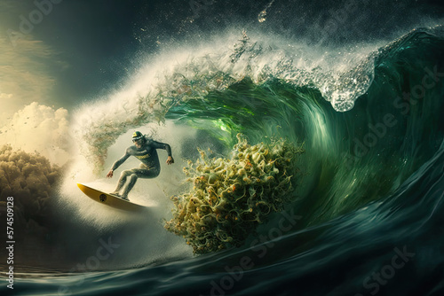 Marijuana Surfer wave-AI Generated photo