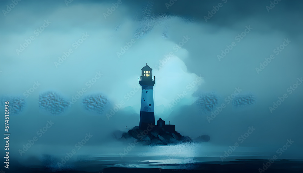 lighthouse in the fog