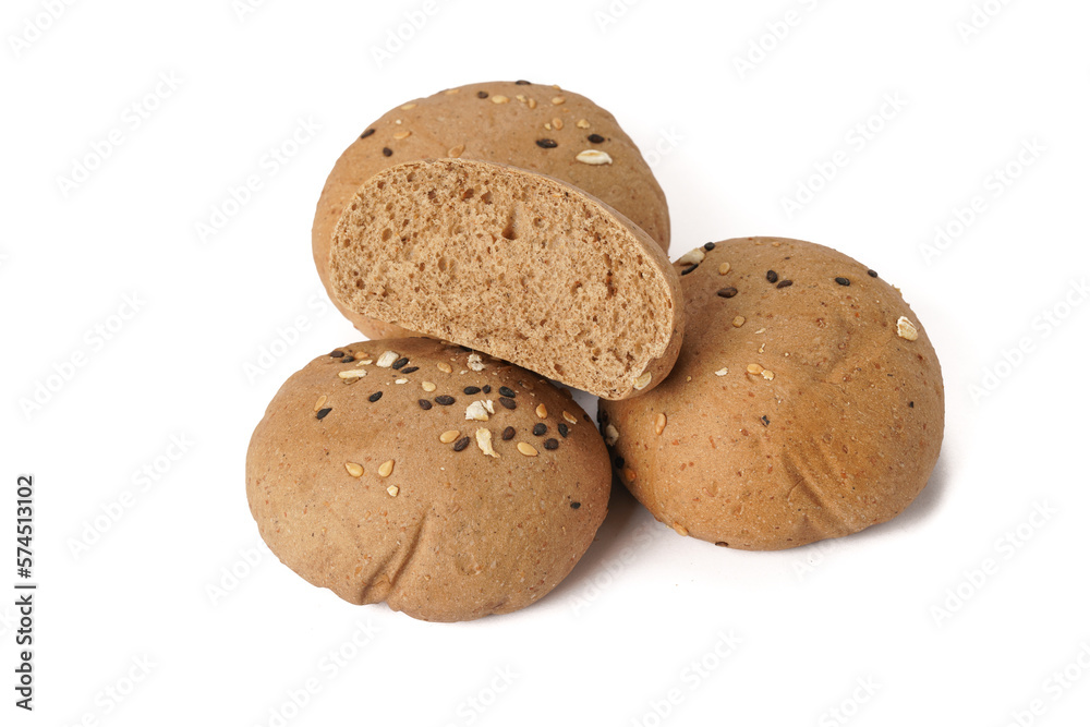 A pile of bread on a white background A pile of bread on a white background