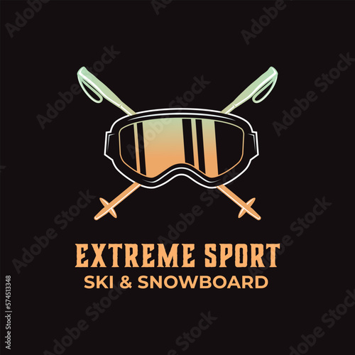 ski snowboard winter sport vector template. extreme outdoor adventure symbol illustration.