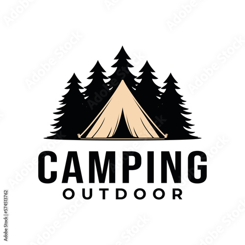 camping outdoor adventure template. tent camp vector illustration.