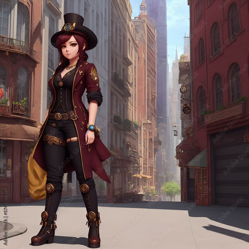 Character in the city ,3d cartoon style,anime,stylish clothes,AI Generated