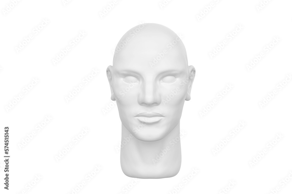 3D render of human head Isolated on white background, front view, Transparent background PNG file. 3D render of human head Isolated on white background, front view, Transparent background PNG file.